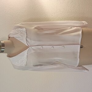 Vtg 80s Does Edwardian Blouse with Lace Collar Detail